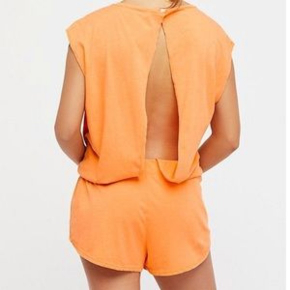 Free People Pants - Free People Beach South Bay Orange Cutout Romper